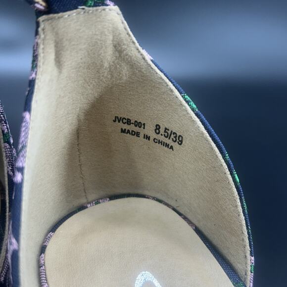 CL by Laundry Women 8.5M Navy Pink Floral Ankle Strap Block Heel Open Toe Sandal - Picture 8 of 8